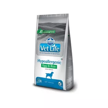 Сухой корм Farmina Vet Life Natural Diet Dog Hypoallergenic Egg & Rice для собак при пищевой аллергии/непереносимости с яйцом и рисом - 12 кг диетические супер премиум для взрослых с яйцом для всех пород мешок Импортный корм 1 уп. х 1 шт. х 12 кг