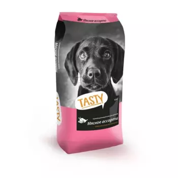 Tasty сухой корм для щенков Мясное ассорти супер премиум для щенков ассорти мясное для всех пород мешок Российский корм 1 уп. х 1 шт. х 15 кг