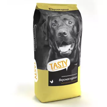 Tasty сухой корм для собак КУРИЦА - 15 кг супер премиум для взрослых с курицей для всех пород мешок Российский корм 1 уп. х 1 шт. х 15.14 кг