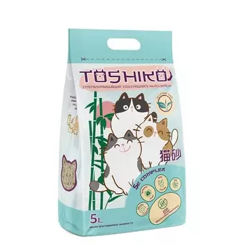 Toshiko Зеленый чай комкующийся наполнитель древесный зеленый чай - 1,9 кг, 5 л мешок 1 уп. х 1 шт. х 1.91 кг