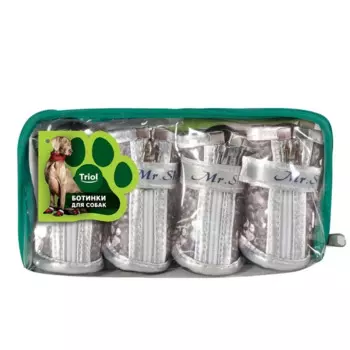 Triol ботинки для собак "Лапки", серебряные, размер L, 50х40х50 мм - 4 шт Китай 1 уп. х 1 шт. х 0.112 кг