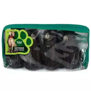 Triol ботинки для собак "Спорт", черные, размер M, 45x45x45 мм - 4 шт m Китай 1 уп. х 1 шт. х 0.128 кг