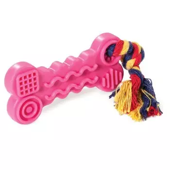 Triol Игрушка для собак из цельнолитой резины "Косточка с веревкой", 95/165мм для всех пород Китай 1 уп. х 1 шт. х 0.045 кг