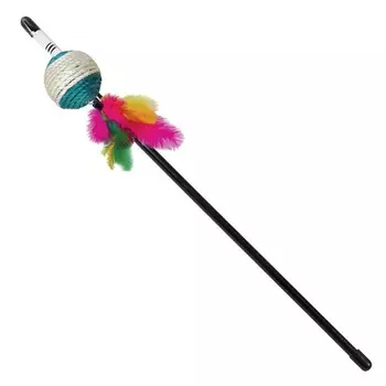 Triol игрушка-дразнилка для кошек "Шарик с перьями", 500мм для всех возрастов Китай 1 уп. х 1 шт. х 0.05 кг
