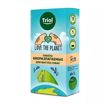 Triol Love the planet пакеты для уборки фекалий биоразлагаемые d25 х 60 мм - 4 рулона Китай 1 уп. х 1 шт. х 0.229 кг