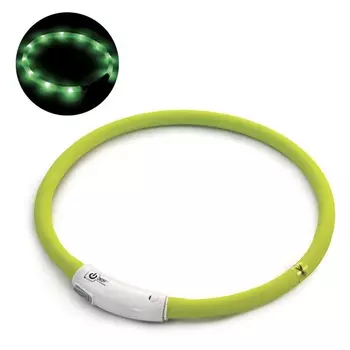 Triol Night City M ошейник светодиодный "Шнурок", салатовый, 10х600 мм породы среднего размера Китай 1 уп. х 1 шт. х 0.119 кг