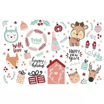 Triol серия New Year коврик под миску "Праздник" - 430х280 мм для всех пород Китай 1 уп. х 1 шт. х 0.069 кг