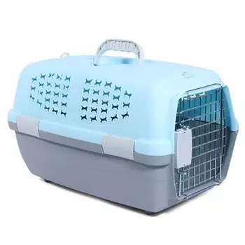 Triol серия Travel переноска для животных c металлической дверцей "Косточки", мятная, размер S - 480х300х280 мм для всех возрастов s Китай 1 уп. х 1 шт. х 1.5 кг