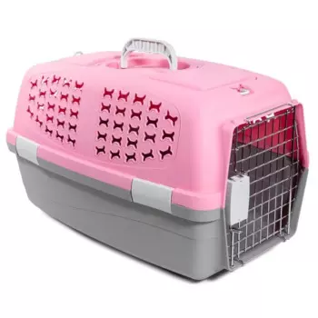 Triol серия Travel переноска для животных c металлической дверцей "Косточки", розовая, размер М - 550х350х320 мм для всех возрастов Китай 1 уп. х 1 шт. х 2 кг