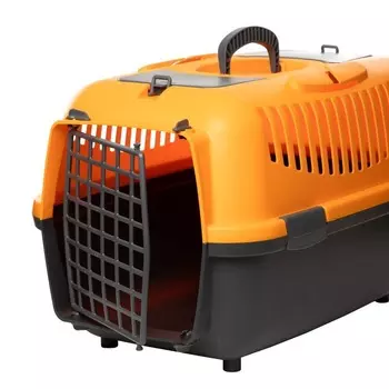 Triol серия Travel переноска для животных с пластиковой дверцей "Верона", оранжевая, размер L - 610x400x380 мм для всех возрастов l Сербия 1 уп. х 1 шт. х 1 кг