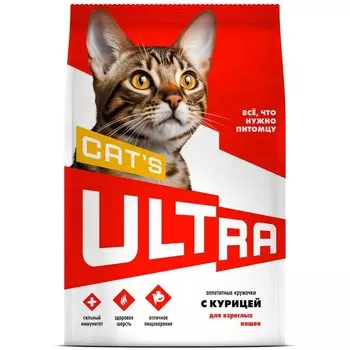 Ultra сухой корм для взроcлых кошек, с курицей - 1,500 кг эконом для взрослых с курицей для всех пород мешок Российский корм 1 уп. х 1 шт. х 1.5 кг