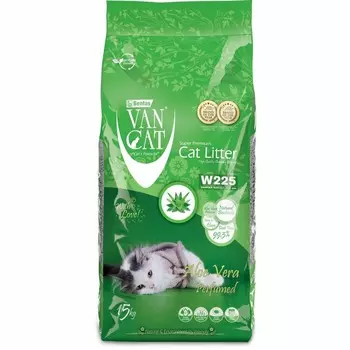 Van Cat Aloe Vera наполнитель для кошек, 100% натуральный, комкующийся, без пыли, с ароматом алоэ вера - 15 кг Турция 1 уп. х 1 шт. х 15 кг