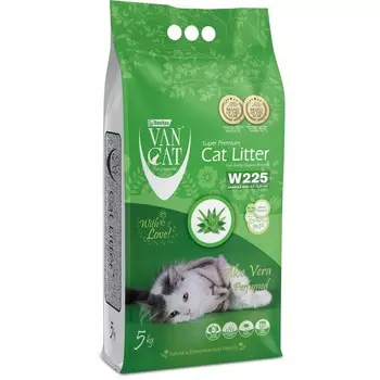 Van Cat Aloe Vera наполнитель для кошек, 100% натуральный, комкующийся, без пыли, с ароматом алоэ вера - 5 кг Турция 1 уп. х 1 шт. х 5 кг