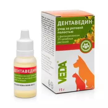 Veda Дентаведин зоогигиеническое средство для ухода за ротовой полостью для собак и кошек, 15 г уход за полостью рта Россия 1 уп. х 1 шт. х 0.015 кг