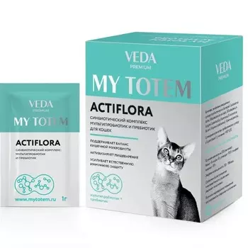 Veda My Totem Actiflora мультипробиотик и пребиотик для кошек, синбиотический комплекс Россия 1 уп. х 1 шт. х 0.03 кг