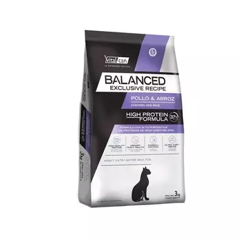 Vitalcan Balanced Cat Adult Exclusive Recipe сухой корм для кошек, с курицей и рисом - 3 кг супер премиум для взрослых с курицей для всех пород мешок Аргентина 1 уп. х 1 шт. х 3 кг