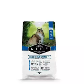 Vitalcan Nutrique Cat Healthy Mant +7 сухой корм для пожилых кошек, с индейкой - 2 кг супер премиум для взрослых с индейкой для всех пород мешок Аргентина 1 уп. х 1 шт. х 2 кг