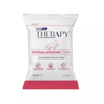 Vitalcan Therapy Feline Hypoallergenic Care для кошек, старше 1 года, при аллергии, с рисом, 400 г супер премиум для взрослых с рисом для всех пород Аргентина 1 уп. х 1 шт. х 0.4 кг