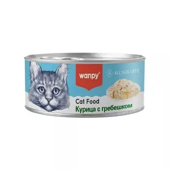 Wanpy Cat влажный корм для кошек, с курицей и гребешком, в консервах - 95 г повседневный для взрослых с морским гребешком породы среднего размера Импортный корм 1 уп. х 24 шт. х 2.28 кг