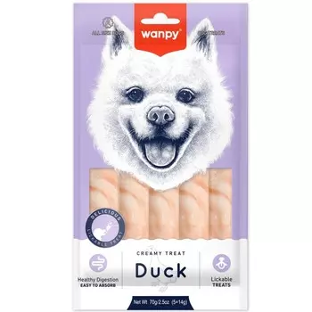 Wanpy Dog лакомство для собак, нежное пюре из утки - 70 г повседневный для взрослых с уткой Китай 1 уп. х 1 шт. х 0.07 кг