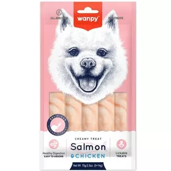 Wanpy Dog лакомство для собак, нежное пюре из лосося и курицы - 70 г повседневный для взрослых с курицей Китай 1 уп. х 1 шт. х 0.07 кг