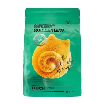 Wellement сухой корм для котят, с уткой - 350 г повседневный холистик для котят с уткой для всех пород мешок Импортный корм 1 уп. х 1 шт. х 0.35 кг
