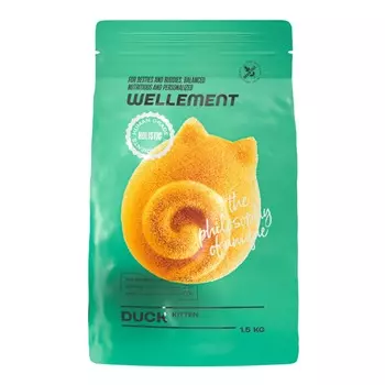 Wellement сухой корм для котят, с уткой повседневный холистик для котят с уткой для всех пород мешок Импортный корм 1 уп. х 1 шт. х 1.5 кг