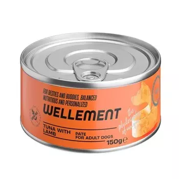 Wellement влажный корм для собак, с тунцом и ягнёнком, паштет, в консервах - 150 г для взрослых с тунцом консервы (в железной банке) Таиланд 1 уп. х 24 шт. х 4.56 кг