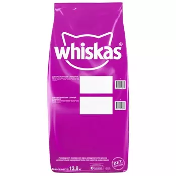 Whiskas Вкусные подушечки с нежным паштетом, сухой корм для взрослых кошек, Аппетитное ассорти с курицей и индейкой - 13,8 кг повседневный эконом для взрослых с индейкой для всех пород мешок Российский корм 1 уп. х 1 шт. х 13.8 кг