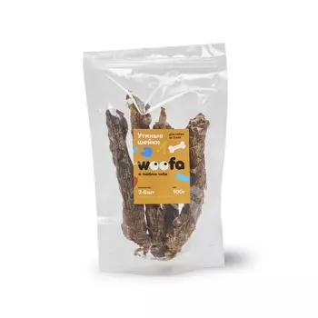 Woofa лакомство для собак, утиная шея - 100 г повседневный супер премиум для всех возрастов с говядиной Россия 1 уп. х 1 шт. х 0.1 кг