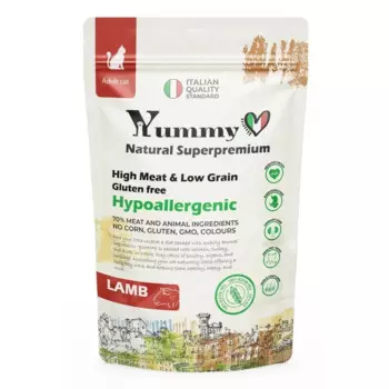 Yummy Linea сухой корм для кошек, с ягненком - 0,4 кг супер премиум для взрослых с ягненком для всех пород мешок Россия 1 уп. х 1 шт. х 0.4 кг