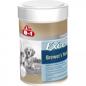 Живые пивные дрожжи 8 in 1 "Excel Brewers Yeast" с чесноком для кошек и собак 780 таб. Германия 1 уп. х 1 шт. х 0.15 кг