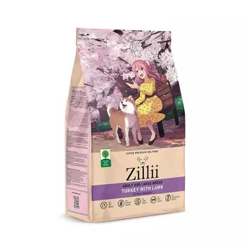 Zillii Adult Dog Large Breed сухой корм для взрослых собак крупных пород, с индейкой и ягнёнком - 3 кг супер премиум для взрослых с индейкой породы крупного размера мешок Российский корм 1 уп. х 1 шт. х 3 кг