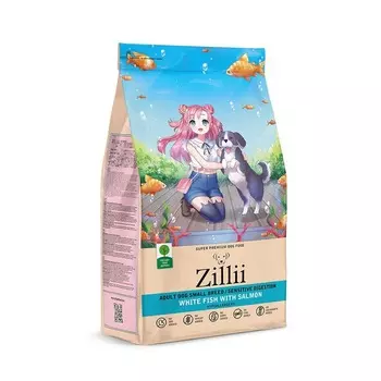 Zillii Adult Dog Small Sensitive Digestion сухой корм для взрослых собак мелких пород, с чувствительным пищеварением, с белой рыбой и лососем - 800 г супер премиум для взрослых с лососем породы мелкого размера мешок Российский корм 1 уп. х 1 шт. х 0.8 кг