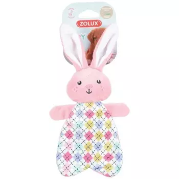 Zolux Игрушка плюшевая "Розовый зайка" шуршащая, с пищалкой, для щенков, 23 см породы мелкого размера 1 уп. х 1 шт. х 0.017 кг