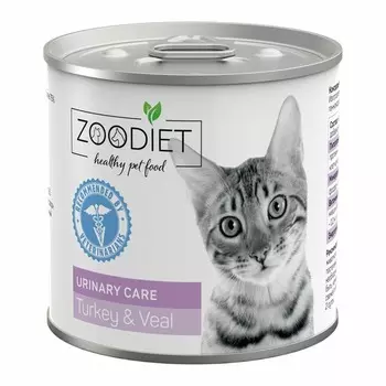 Zoodiet Urinary Care Turkey&Veal влажный корм для взрослых кошек для поддержания здоровья мочевыводящих путей, с индейкой и телятиной, в консервах - 240 г х 12 шт повседневный супер премиум для взрослых с индейкой консервы (в железной банке) Россия 1 уп. х 12 шт. х 2.88 кг