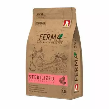 Зоогурман Ferma Sterilised сухой корм для котов, с индейкой и уткой - 1,5 кг повседневный супер премиум для взрослых с индейкой для всех пород мешок Российский корм 1 уп. х 1 шт. х 1.5 кг