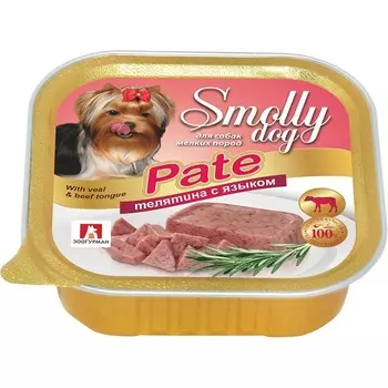 Зоогурман Smolly Dog Pate влажный корм для собак мелких и средних пород, пашет с телятиной и языком, в ламистерах - 100 г повседневный супер премиум низкозерновые для взрослых с языком породы мелкого размера паштет и ламистеры Российский корм 1 уп. х 15 шт. х 1.5 кг