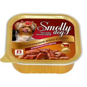 Зоогурман Smolly Dog влажный корм для собак мелких и средних пород, фарш из говядины, в ламистерах - 100 г повседневный супер премиум низкозерновые для взрослых с говядиной породы мелкого размера паштет и ламистеры Россия 1 уп. х 15 шт. х 3.75 кг