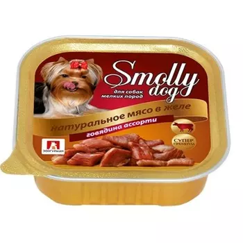 Зоогурман Smolly Dog влажный корм для собак мелких и средних пород, фарш из говядины, в ламистерах - 100 г повседневный супер премиум низкозерновые для взрослых с говядиной породы мелкого размера паштет и ламистеры Российский корм 1 уп. х 1 шт. х 0.1 кг