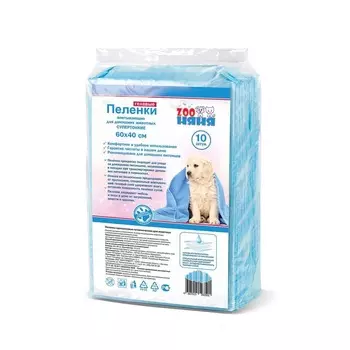 ЗооНяня пеленки гелевые супертонкие для животных 60 х 40, 10шт домашнее содержание Россия 1 уп. х 1 шт. х 0.18 кг