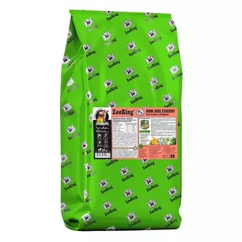ZooRing Mini Dog Exigent сухой кором для собак мелких пород привередливых ко вкусу, с ТЕЛЯТИНОЙ, с рисом и тыквой - 20 кг супер премиум низкозерновые для взрослых с телятиной породы мелкого размера мешок Россия 1 уп. х 1 шт. х 20 кг