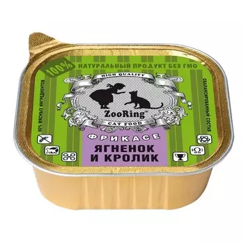 Zooring влажный корм для взрослых кошек всех пород с ЯГНЕНКОМ и КРОЛИКОМ, ламистер - 100 г повседневный премиум для взрослых с ягненком для всех пород паштет и ламистеры Российский корм 1 уп. х 16 шт. х 1.6 кг