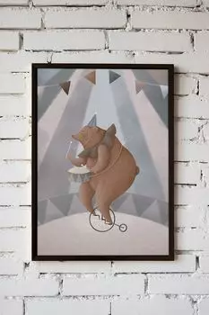 Авторский постер Цирковой мишка в раме Gallery 5