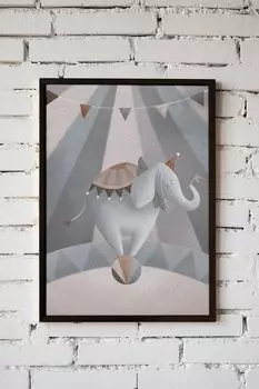 Авторский постер Цирковой слон в раме Gallery 5