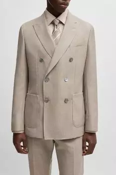 Блейзер приталенный из натуральной шерсти с узором BOSS