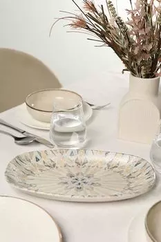 Блюдо овальное фарфоровое с принтом Prisma Pioli