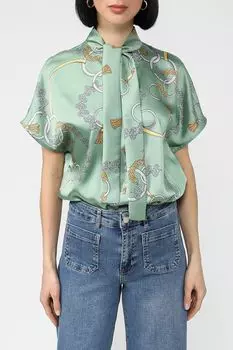 Блуза атласная с бантом на груди Emme Marella