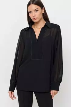 Блуза с воротником стойкой и пуговицами на молнии Franco Vello