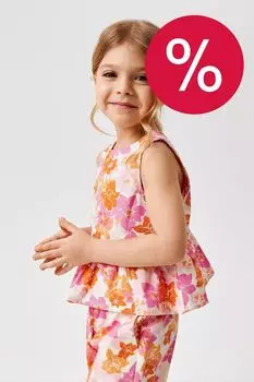 Блуза хлопковая без рукавов с принтом ACOOLA